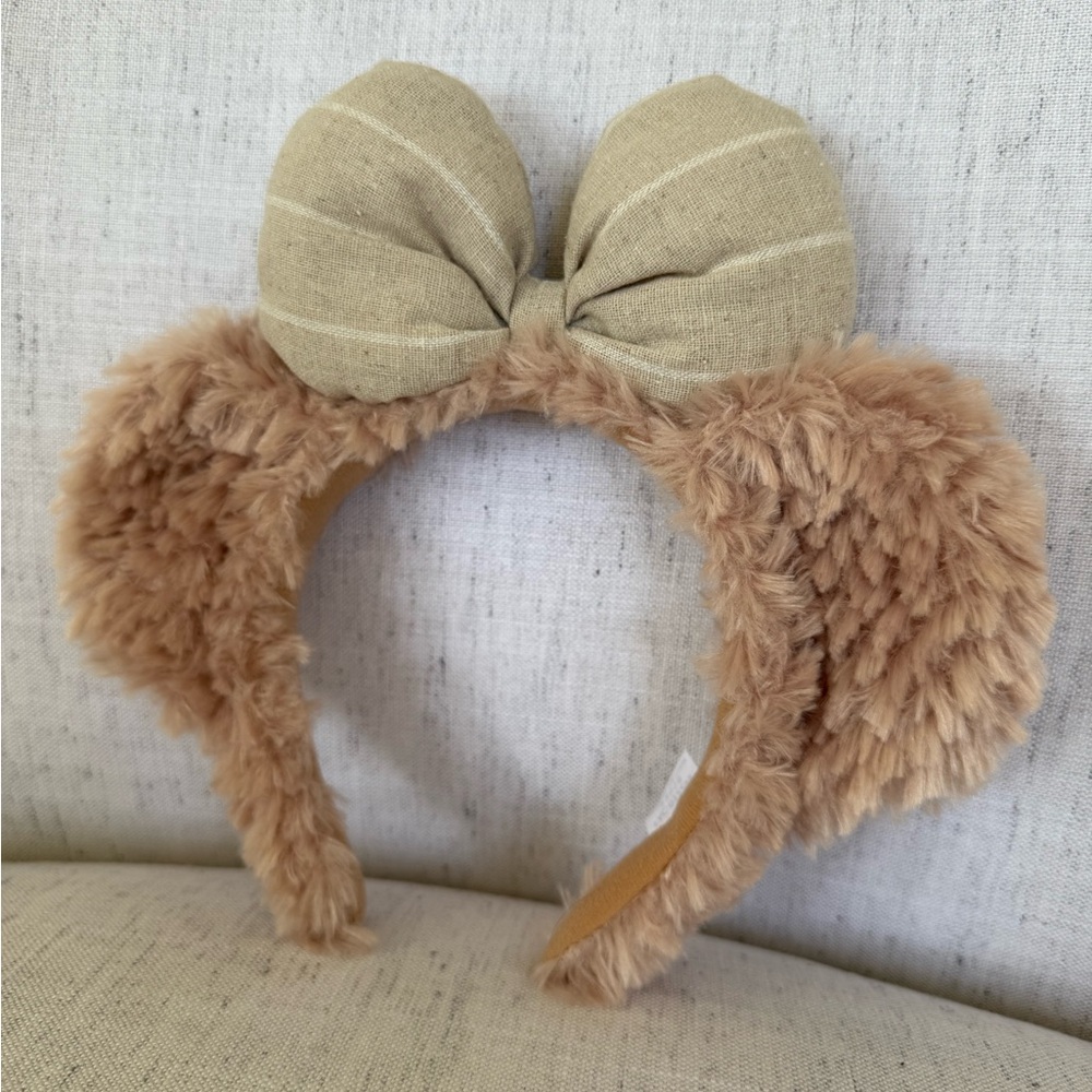 Cute Tan Furry Headband with Bow